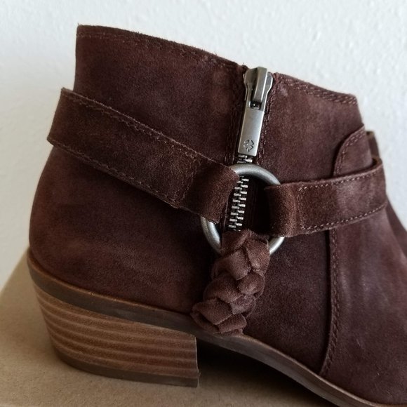 New Lucky Brand brown suede block heel booties - Picture 3 of 9